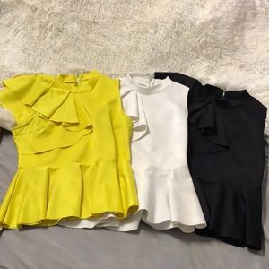 Bundle sale! Black, Yellow and White Peplum Tops